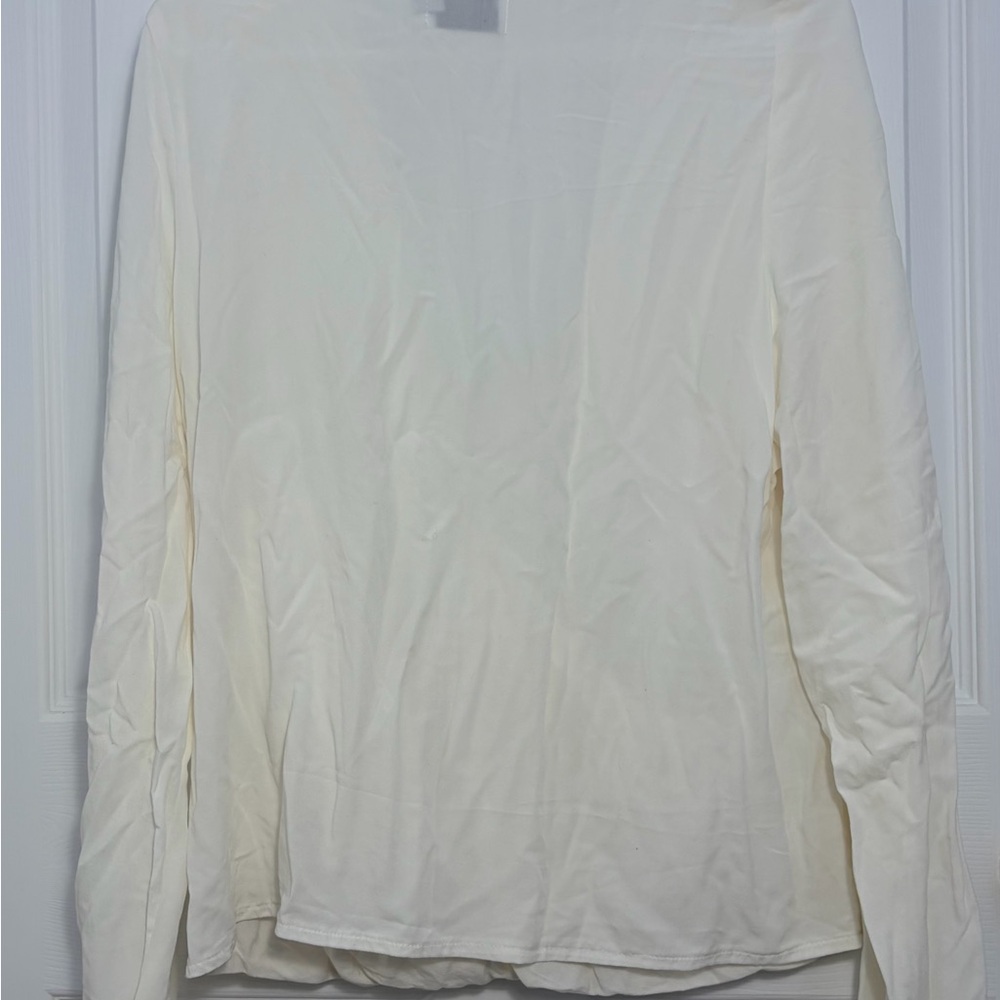 Essentials Off-White Wrap Long Sleeve Top - Picture 6 of 9